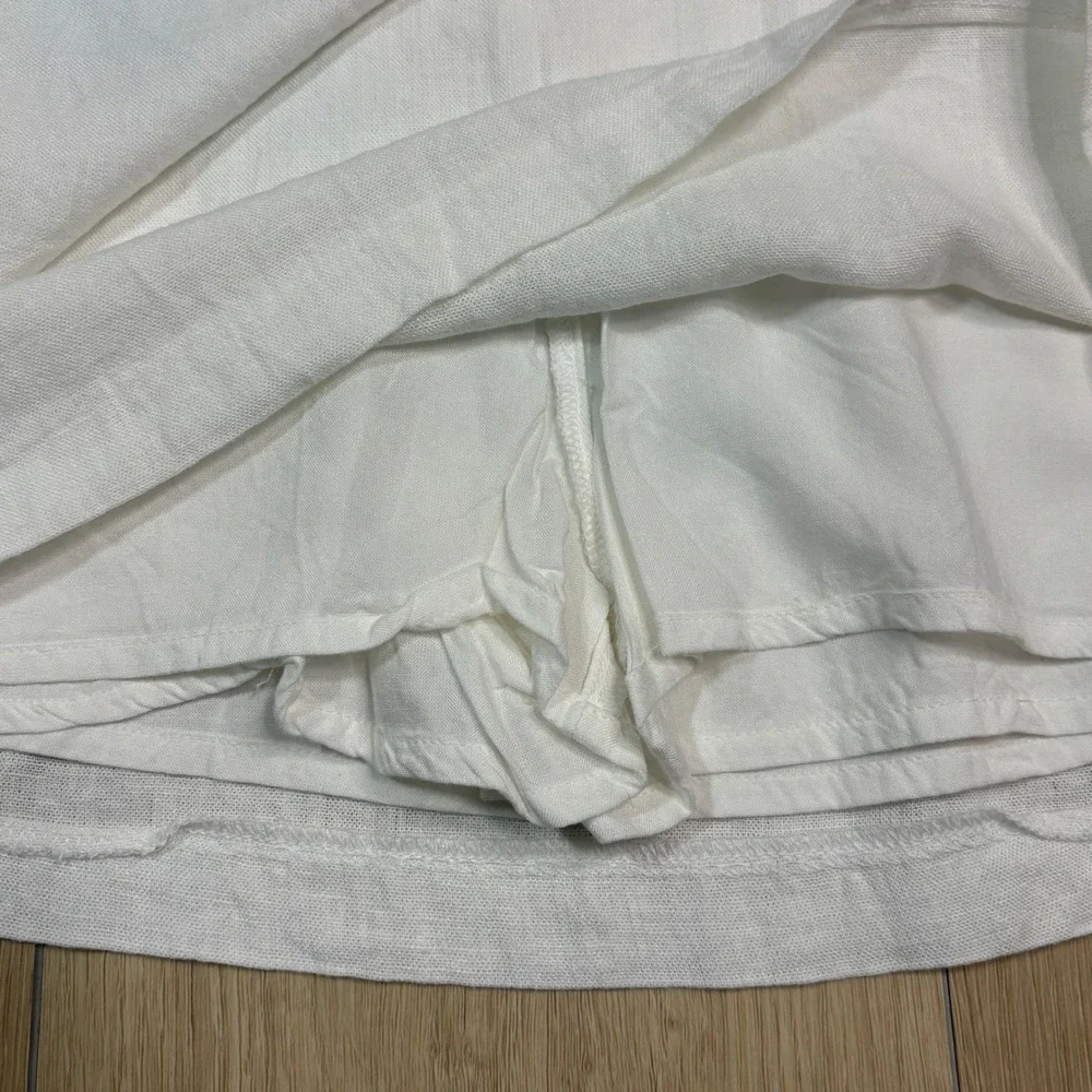 Abercrombie & Fitch White Linen Blend Wrap Front Mini Skort Womens XS Skirt